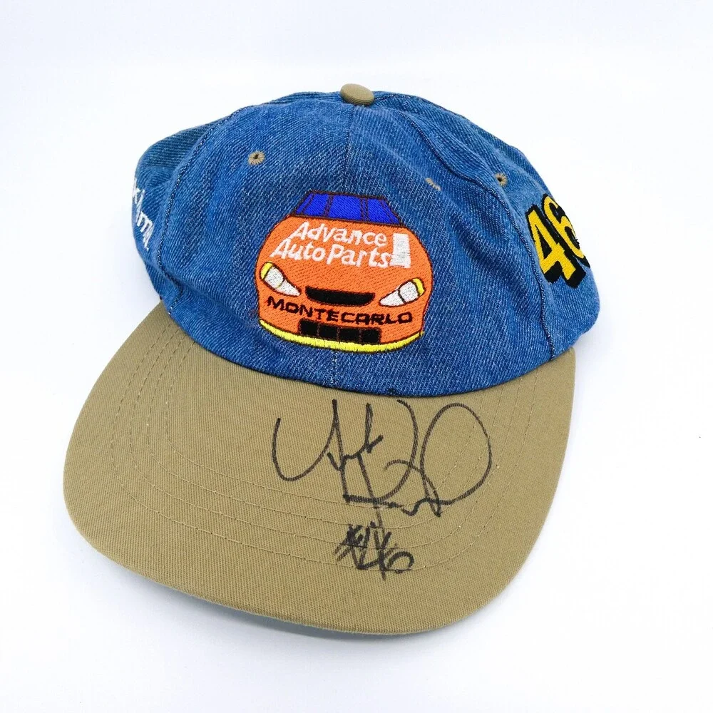 Frank Kimmel Hat Signed Mens‎ Blue Denim Adjustable Strap Monte Carlo Car Racing